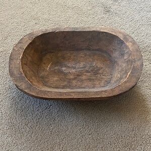Hand-Carved Wooden Dough Bowl - Rustic Oval Centerpiece
